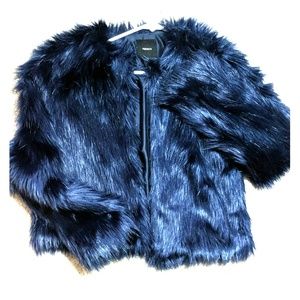 SALE Blue faux fur fuzzy coat